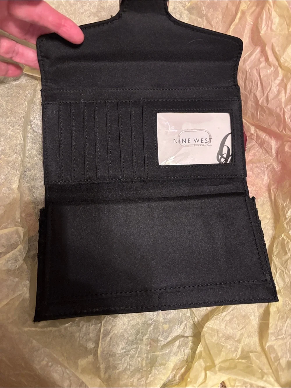 Nine West Black Leather Wallet with Silver Buckle